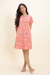Zivame Knit Cotton Knee Length Nightdress With In Built Slip On Bra - Burnt Coral — thumbnail 2